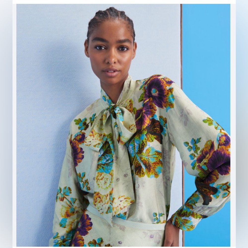 Tory Burch printed viscose bow Floral Blouse